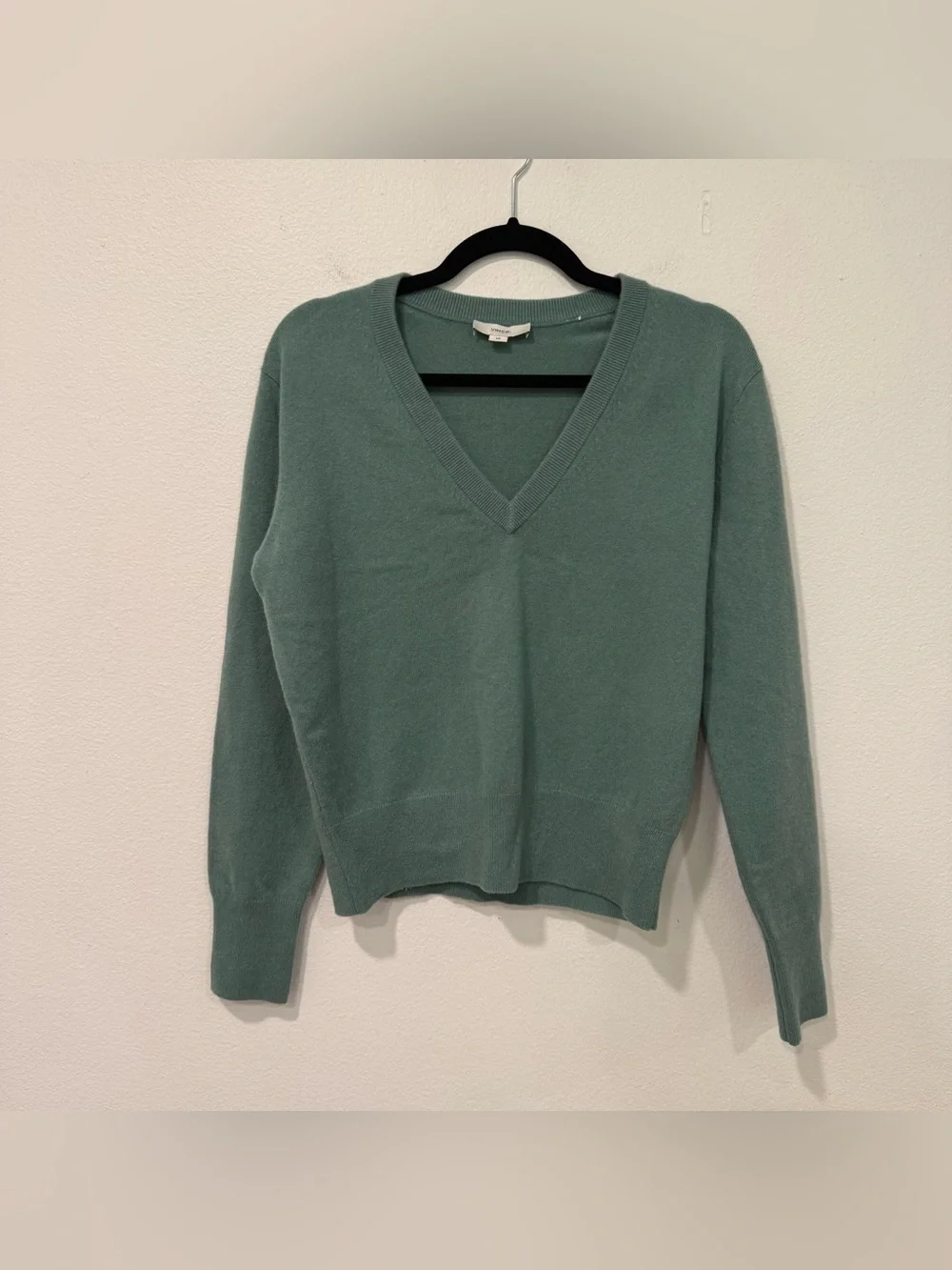 Vince Green Wool Cashmere Blend V-Neck Sweater S